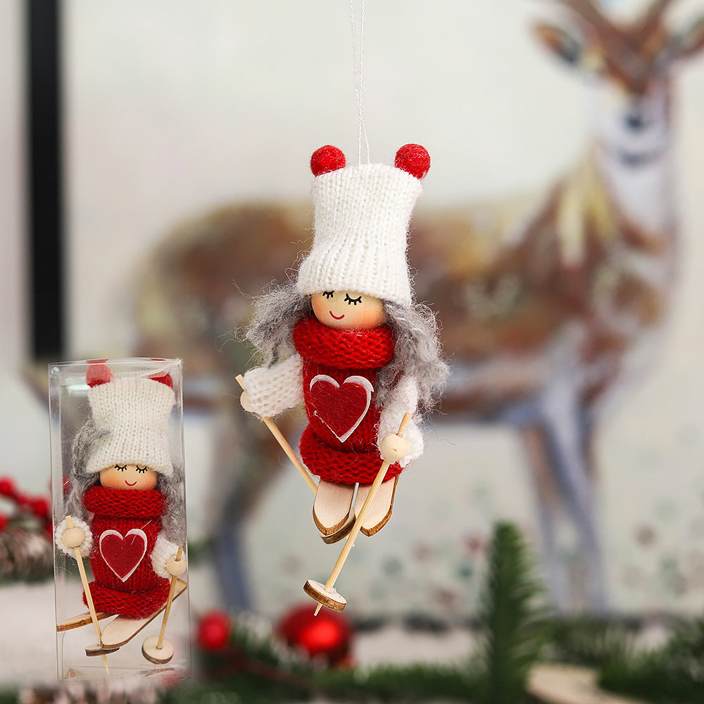 Wholesale Christmas Decorations Ornaments Wooden Ski Dolls Dolls